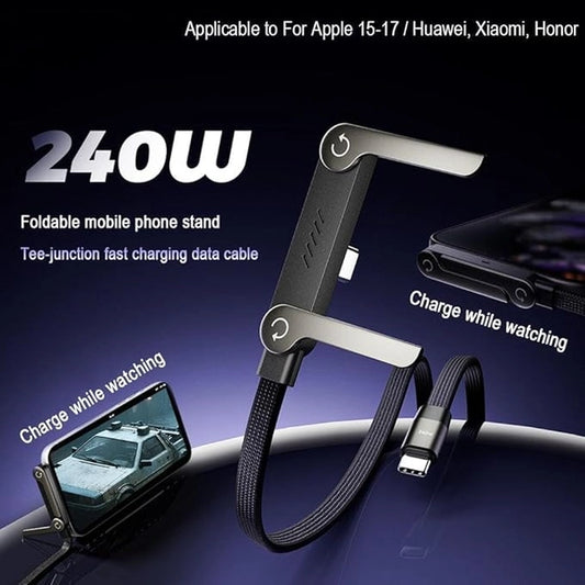 2-in-1 Invisible Holder Fast Charging Cable | 240W Portable Data Cord & Phone Stand